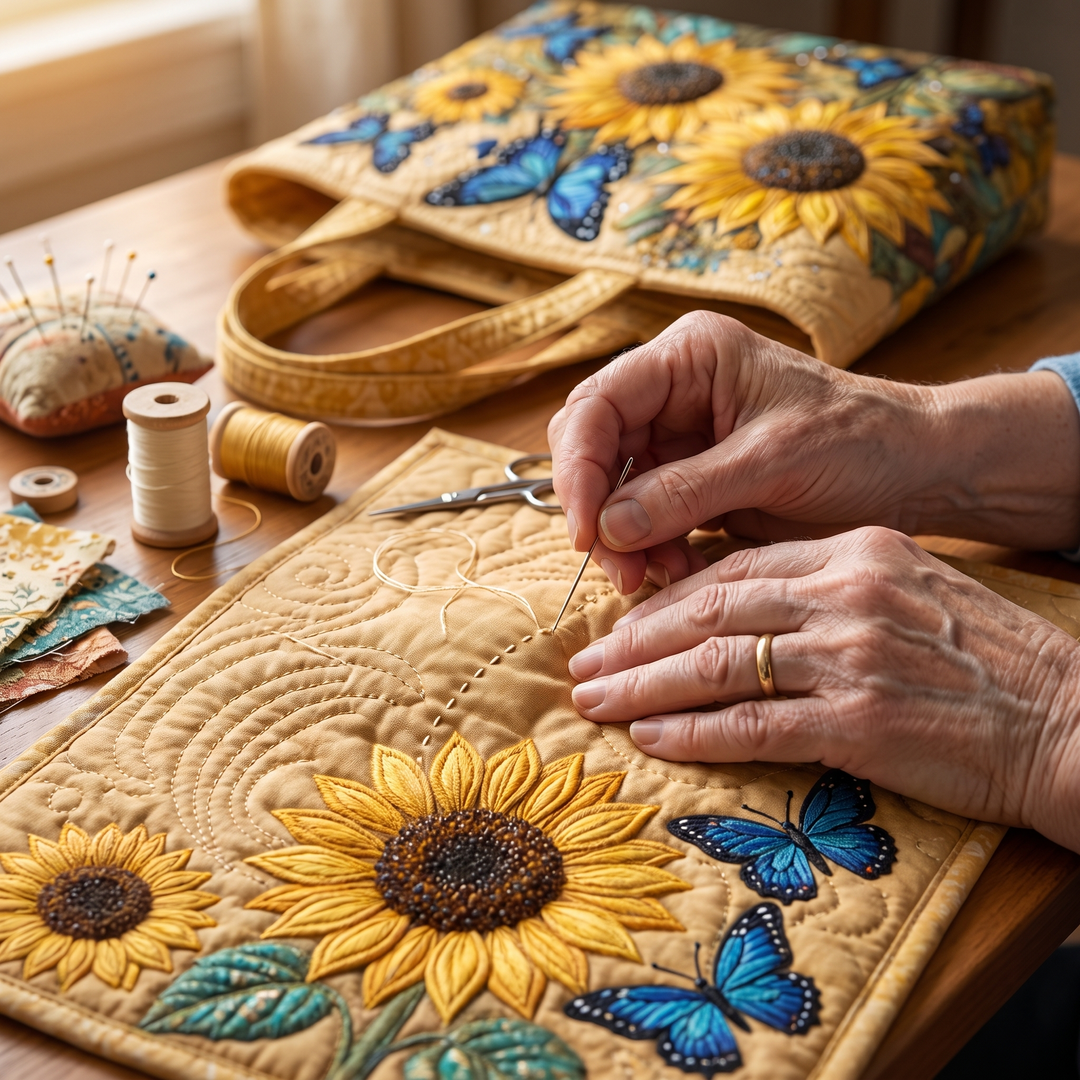 Artisan Bag - Sunflowers and Blue Butterflies 7