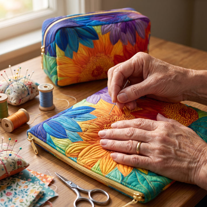 Summer Bloom Quilted Makeup Bag 5