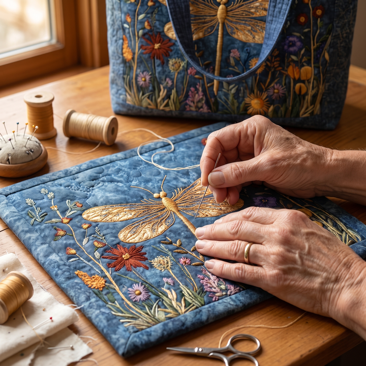 Quilted Bag - Golden Dragonfly 6