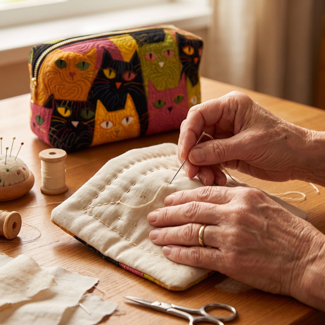 Cat Garden Quilted Makeup Bag 5