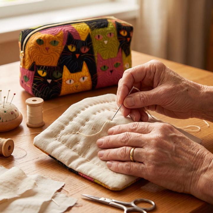 Cat Garden Quilted Makeup Bag 5