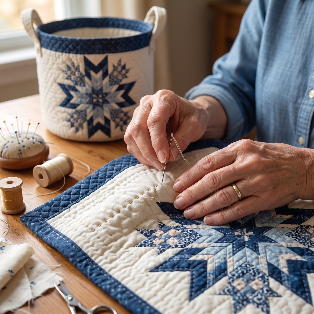 Snowflake Quilted Laundry Basket 6