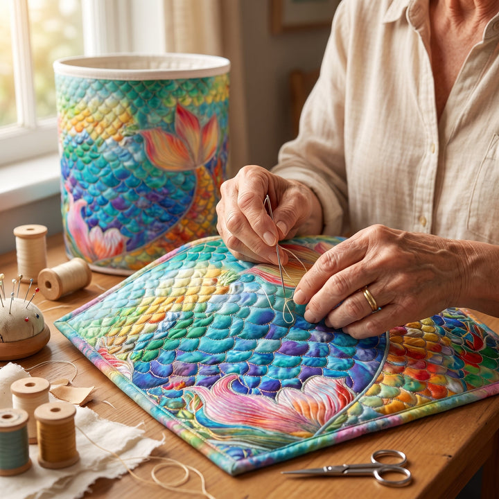 Marine Sparkle Quilted Laundry Basket 6