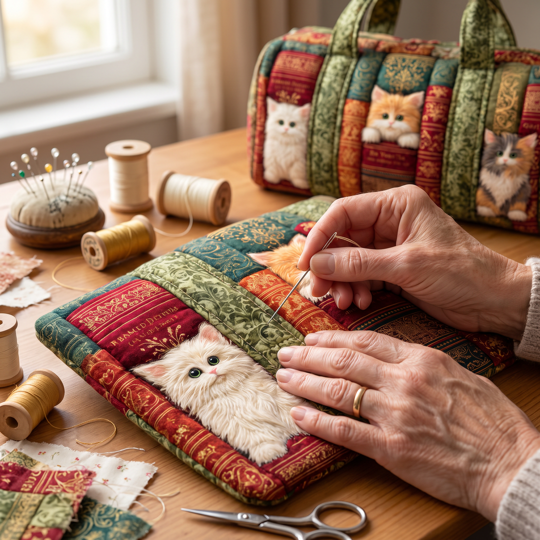 Cat Chapter Quilted Duffle Bag 5