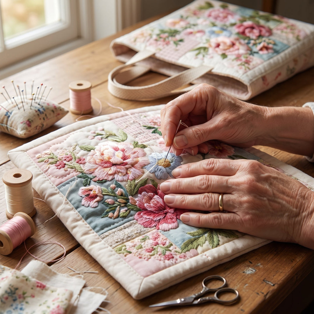 Blooming Flower Quilted Tote Bag 5
