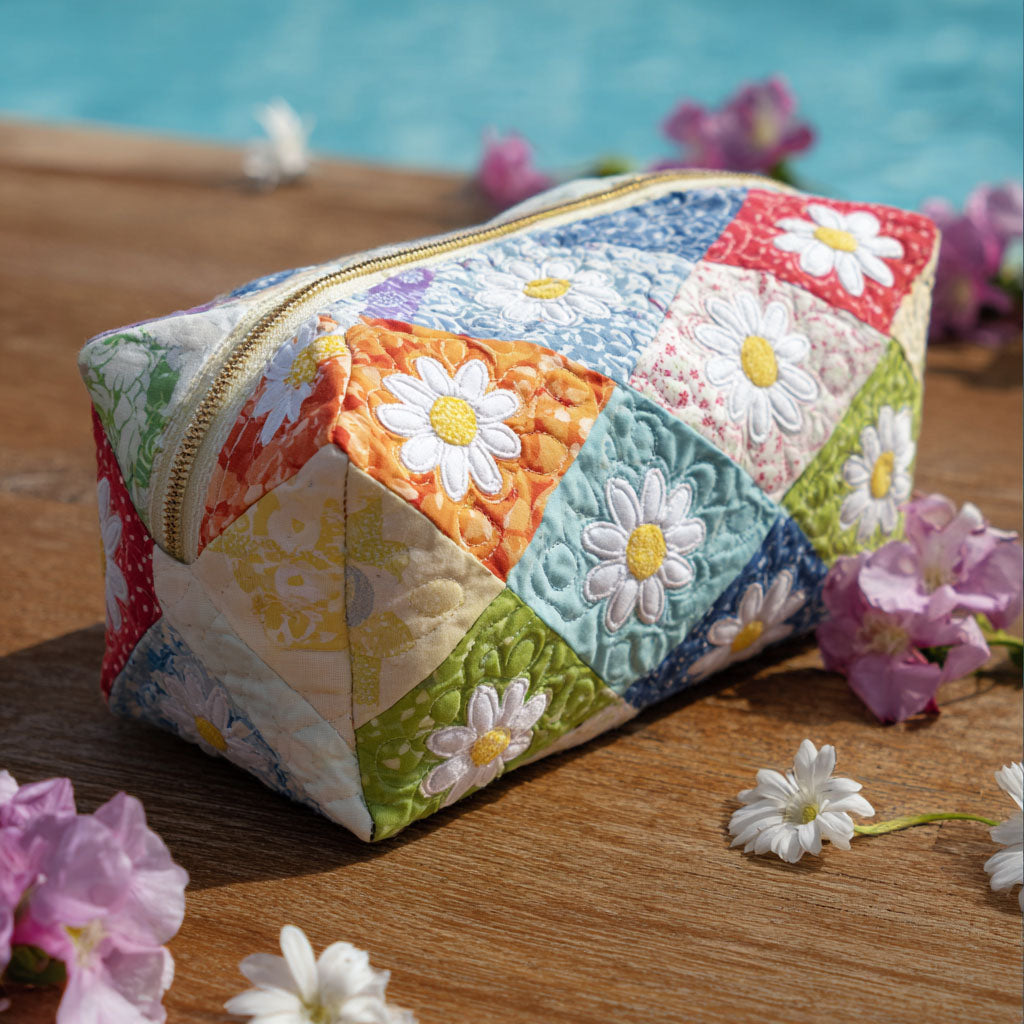 Bloomy Charm Quilted Makeup Bag 1