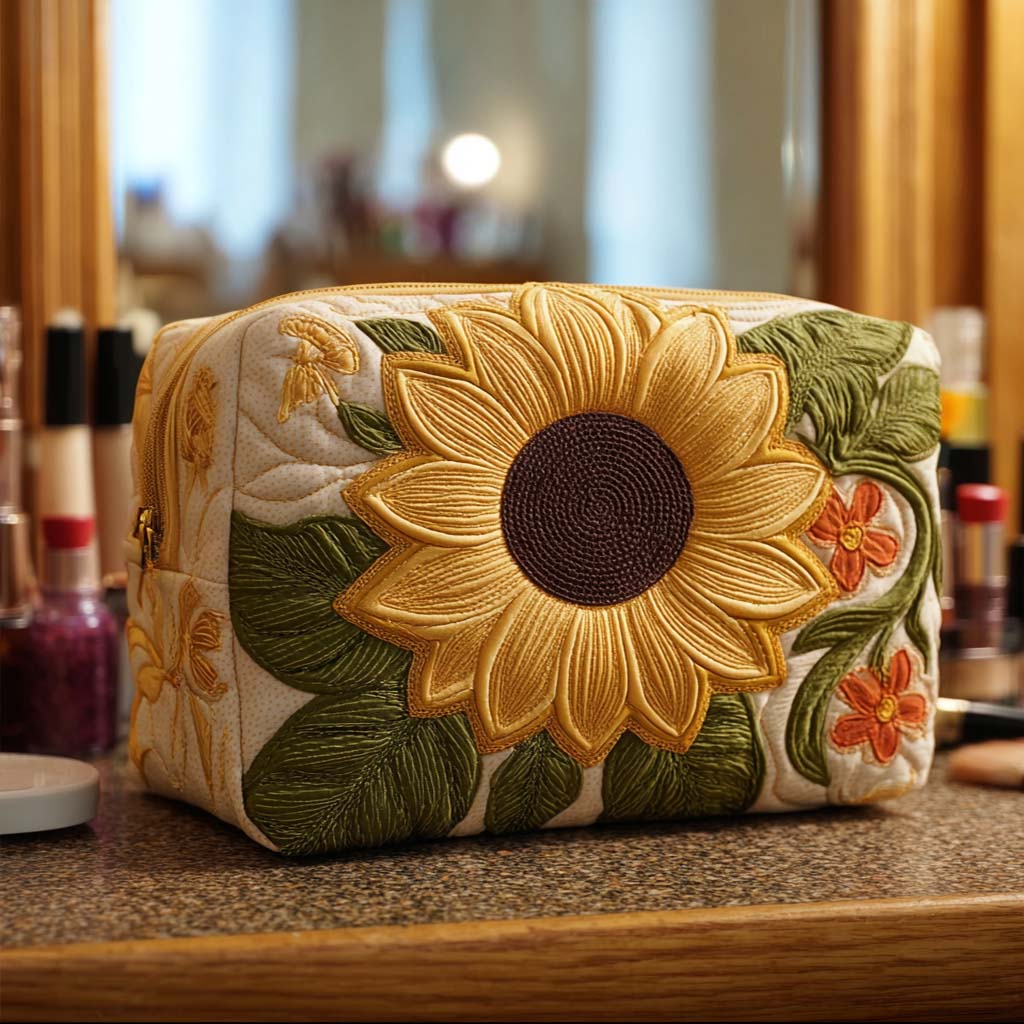 Bright Blossom Quilted Makeup Bag 1