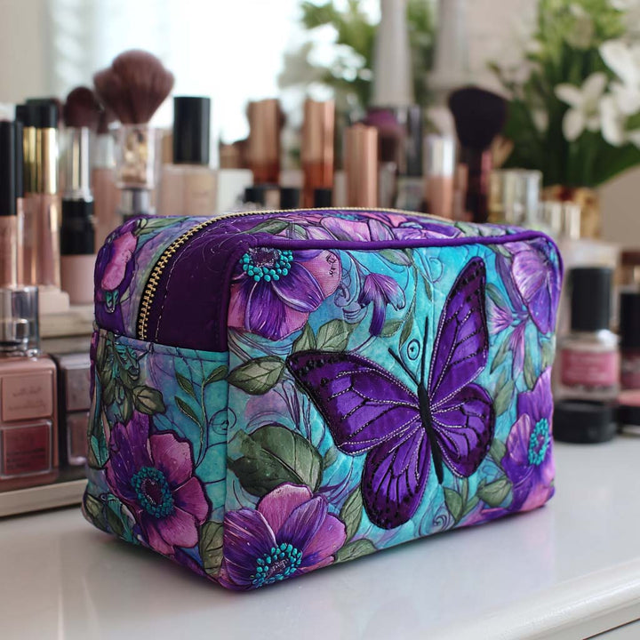 Butterfly Bloom Quilted Makeup Bag 1