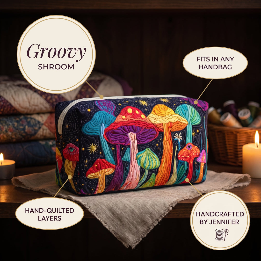 Groovy Shroom Quilted Makeup Bag 4