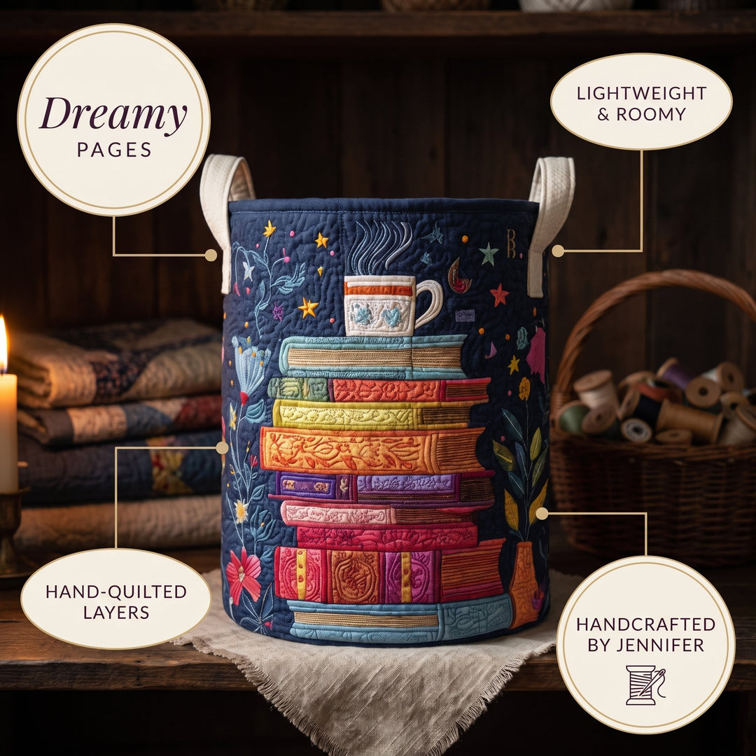 Dreamy Pages Quilted Laundry Basket 7