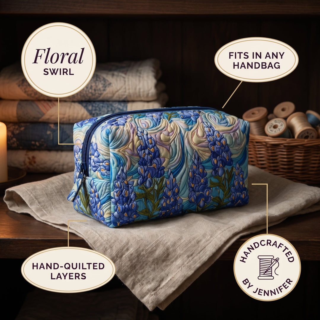 Floral Swirl Quilted Makeup Bag 4