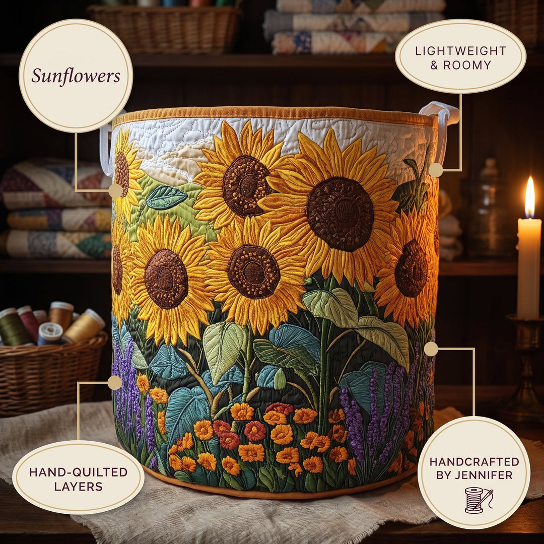 Sunflowers Quilted Laundry Basket 7