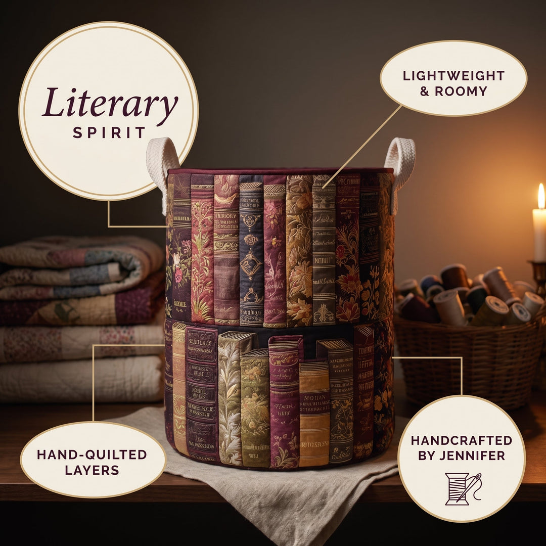 Literary Spirit Quilted Laundry Basket 7