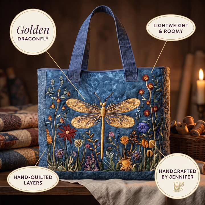 Quilted Bag - Golden Dragonfly 7