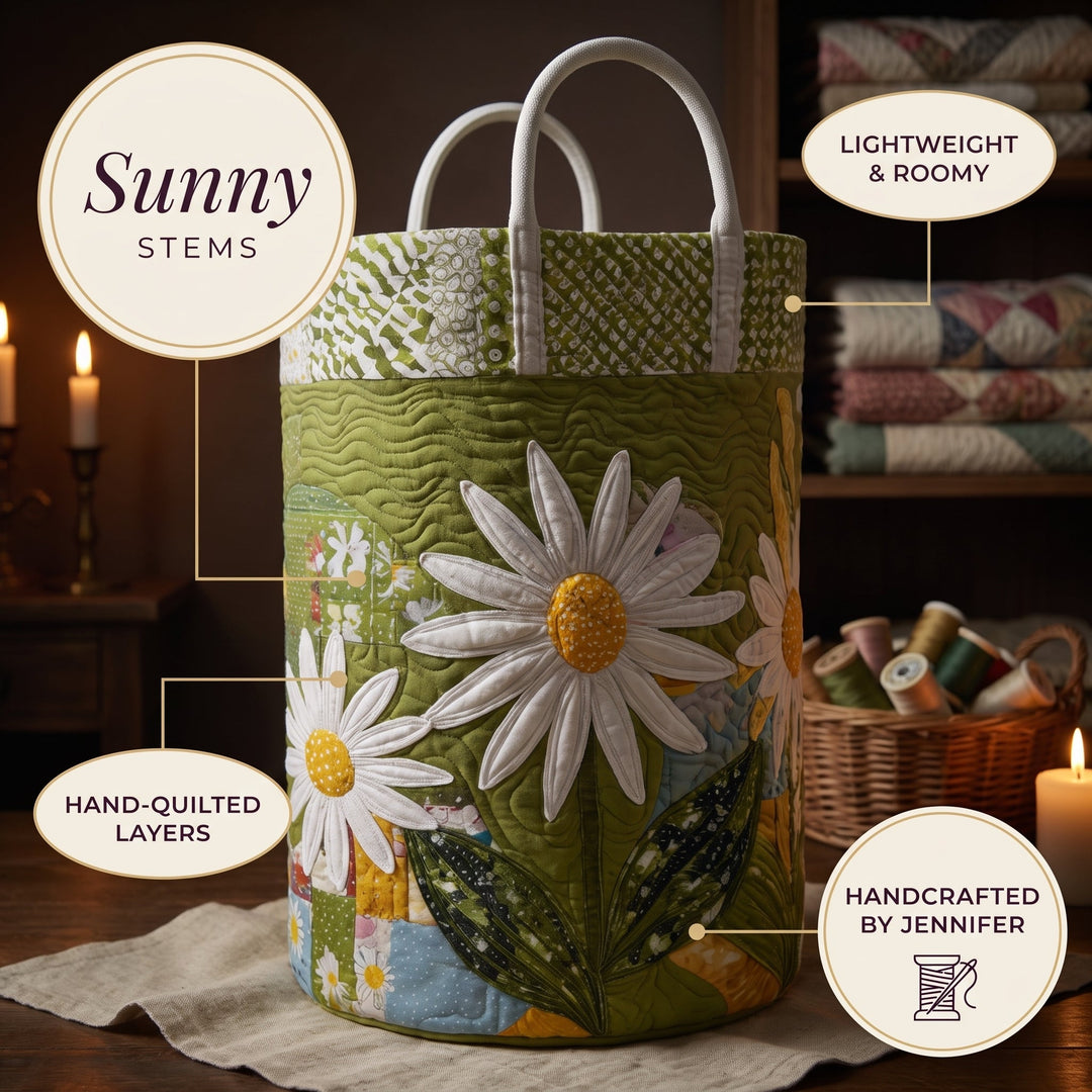 Sunny Stems Quilted Laundry Basket 7