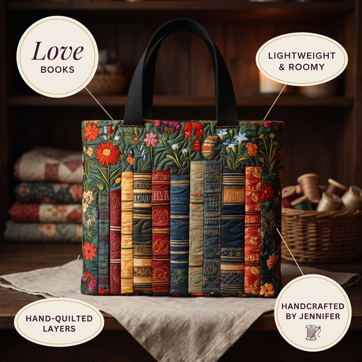 Love Books Quilted Tote Bag 6