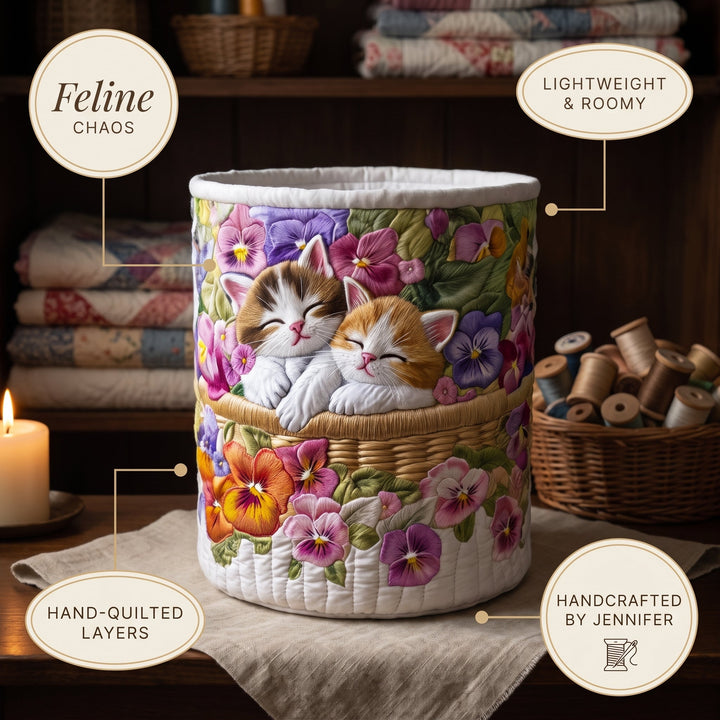Feline Chaos Quilted Laundry Basket 7