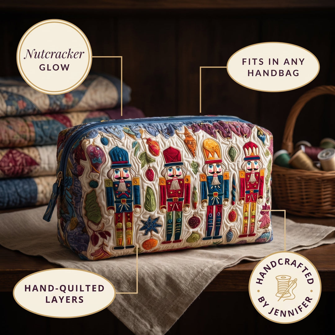 Nutcracker Glow Quilted Makeup Bag 4