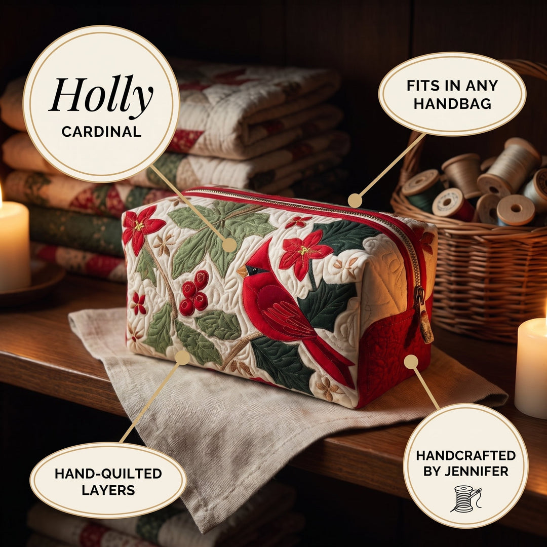 Holly Cardinal Quilted Makeup Bag 4