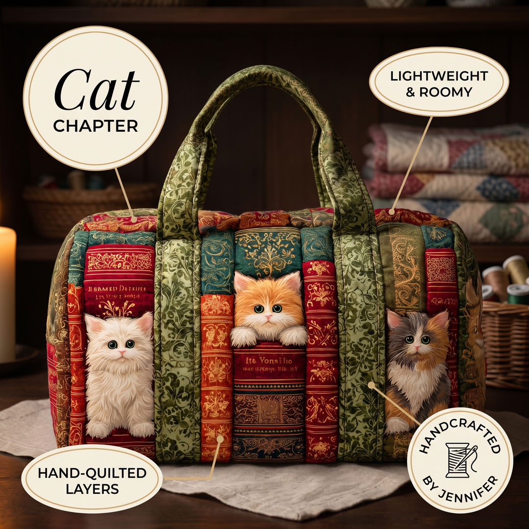 Cat Chapter Quilted Duffle Bag 4