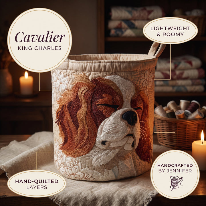 Cavalier King Charles Quilted Laundry Basket 7