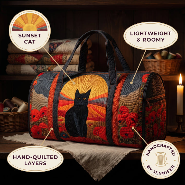 Sunset Cat Quilted Duffle Bag 4