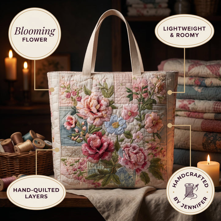 Blooming Flower Quilted Tote Bag 6