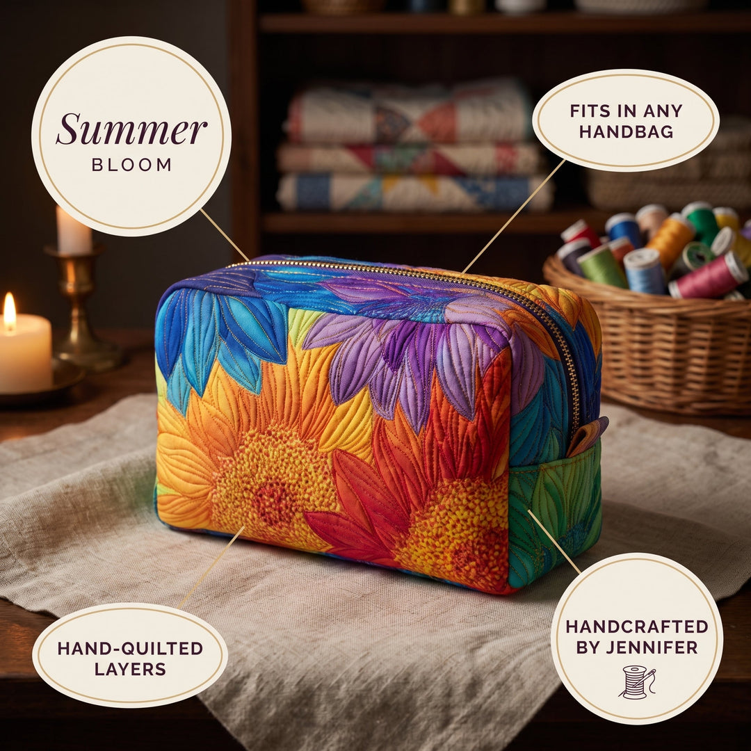 Summer Bloom Quilted Makeup Bag 4