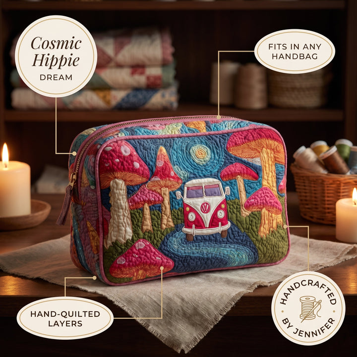 Cosmic Hippie Dream Quilted Makeup Bag 4