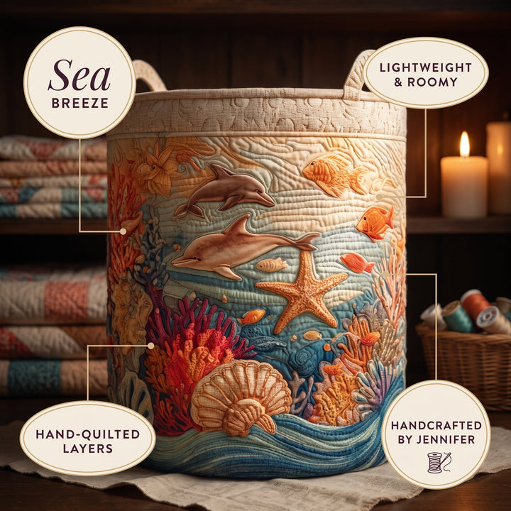 Sea Breeze Quilted Laundry Basket 7