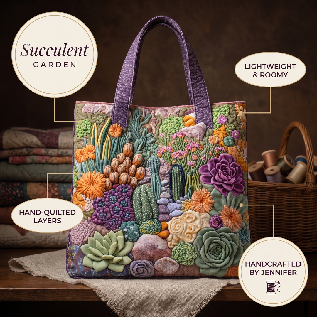 Artisanal Tote Bag - Succulent Garden 9