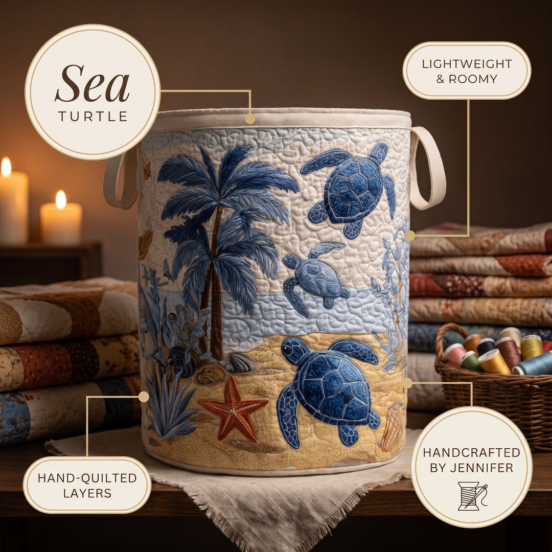 Sea Turtle Quilted Laundry Basket 7