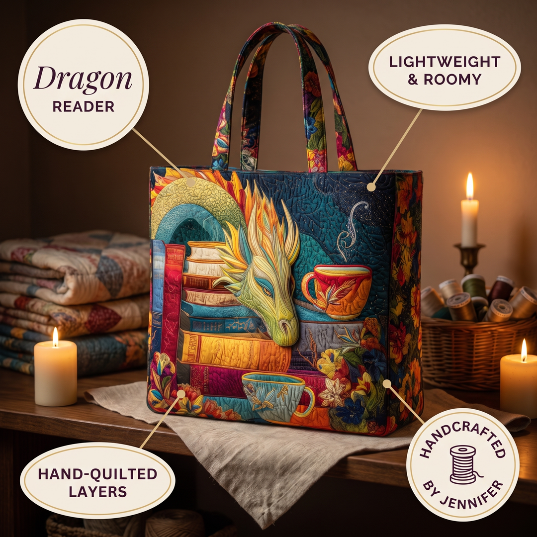 Artisan Bag - Dragon Reader with Books and Mugs 8