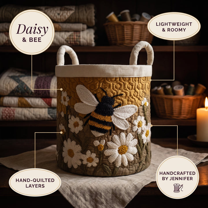 Daisy & Bee Quilted Laundry Basket 7