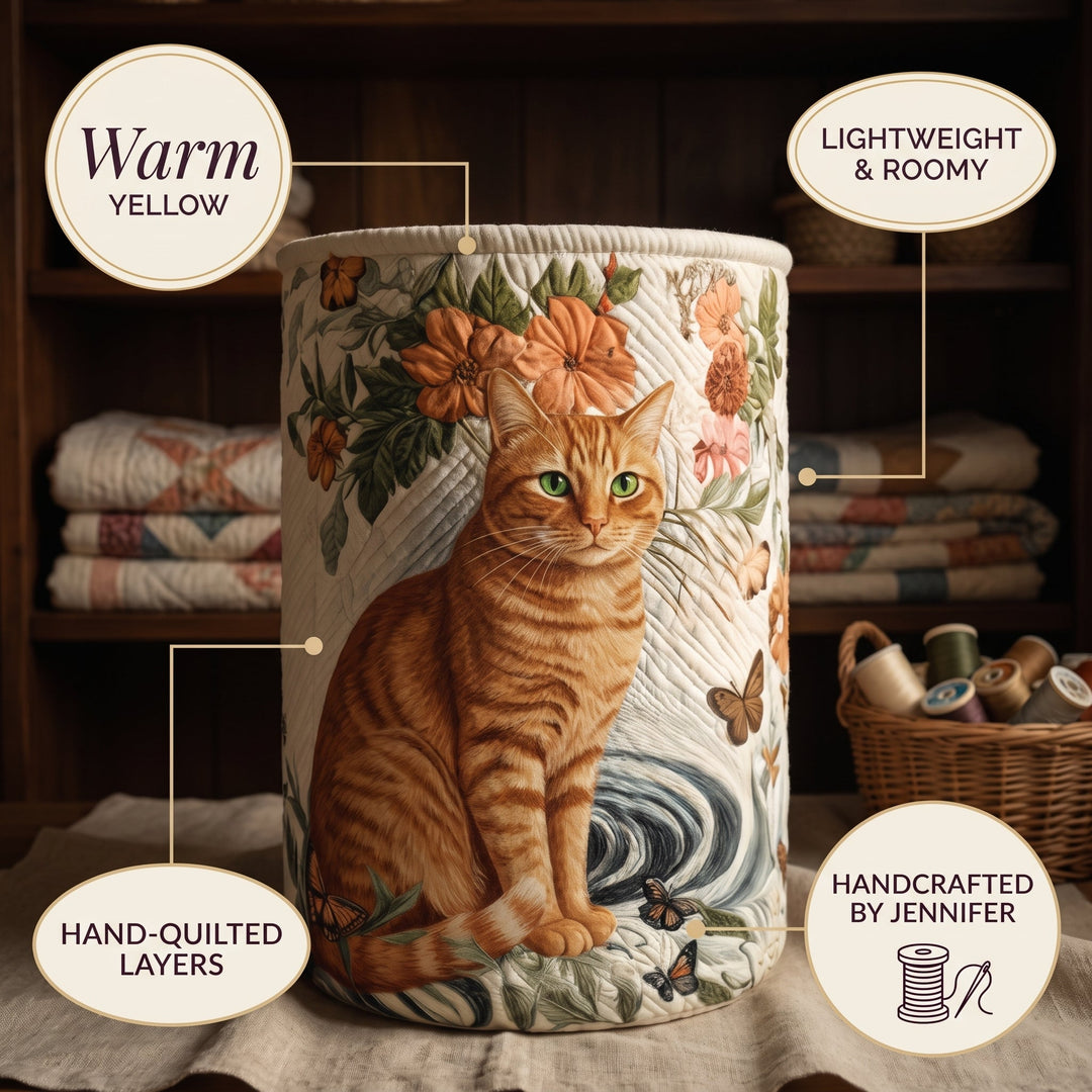Warm Yellow Quilted Laundry Basket 7