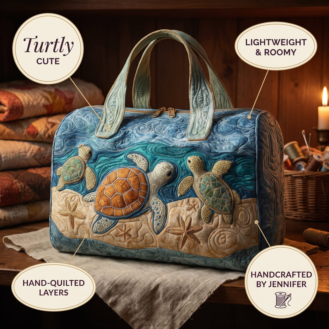 Turtly Cute Quilted Duffle Bag 4