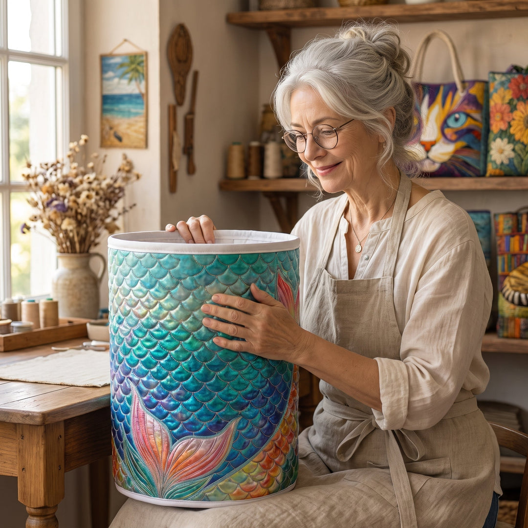 Marine Sparkle Quilted Laundry Basket 8