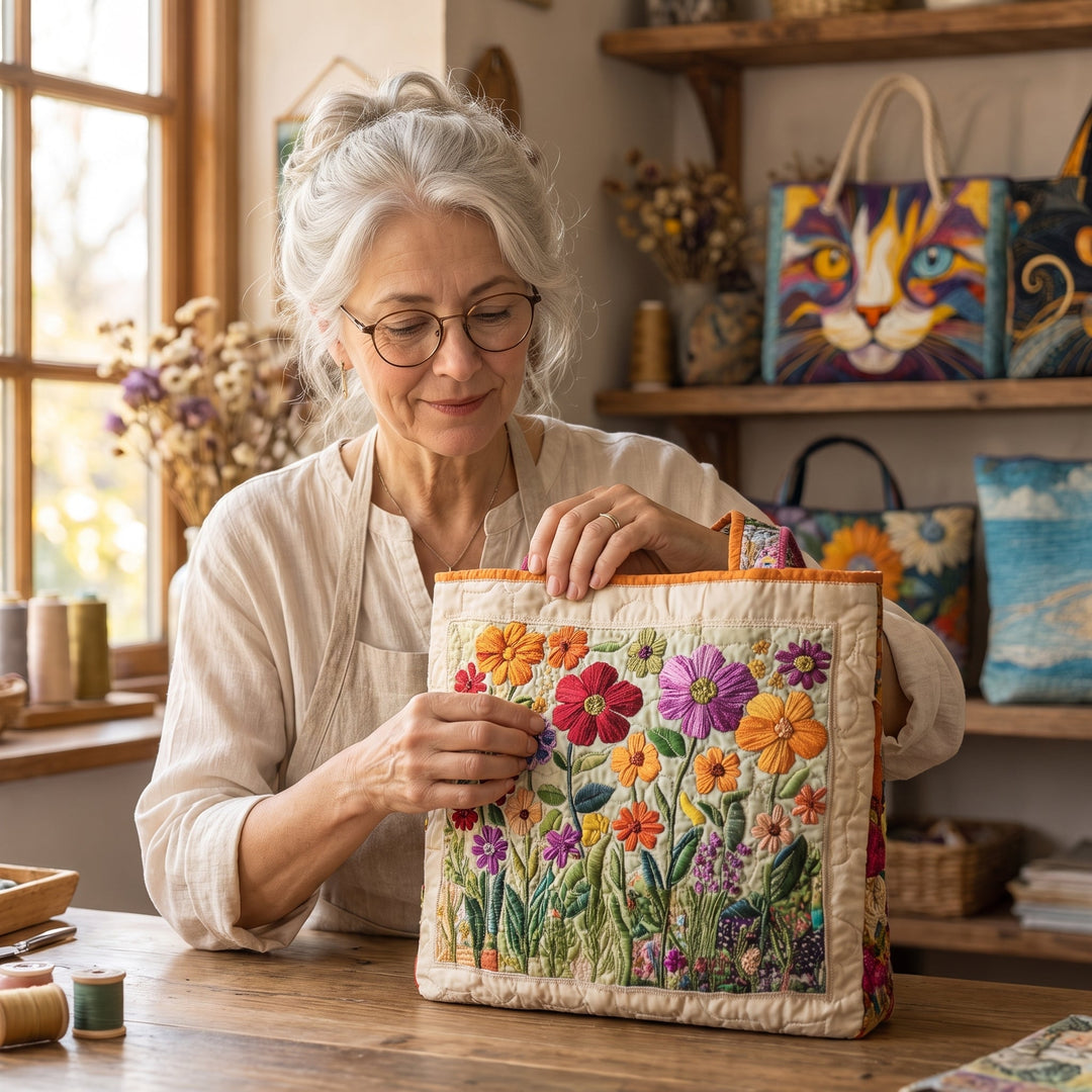 Blooming Garden Quilted Tote Bag 7
