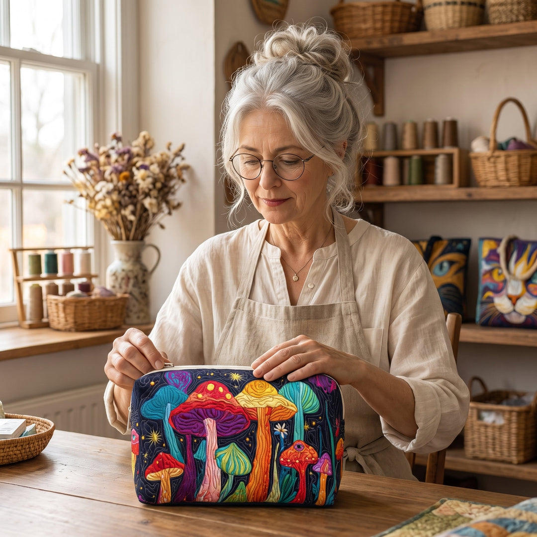 Groovy Shroom Quilted Makeup Bag 6