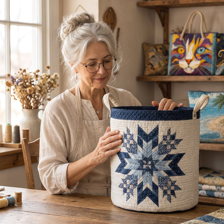 Snowflake Quilted Laundry Basket 8