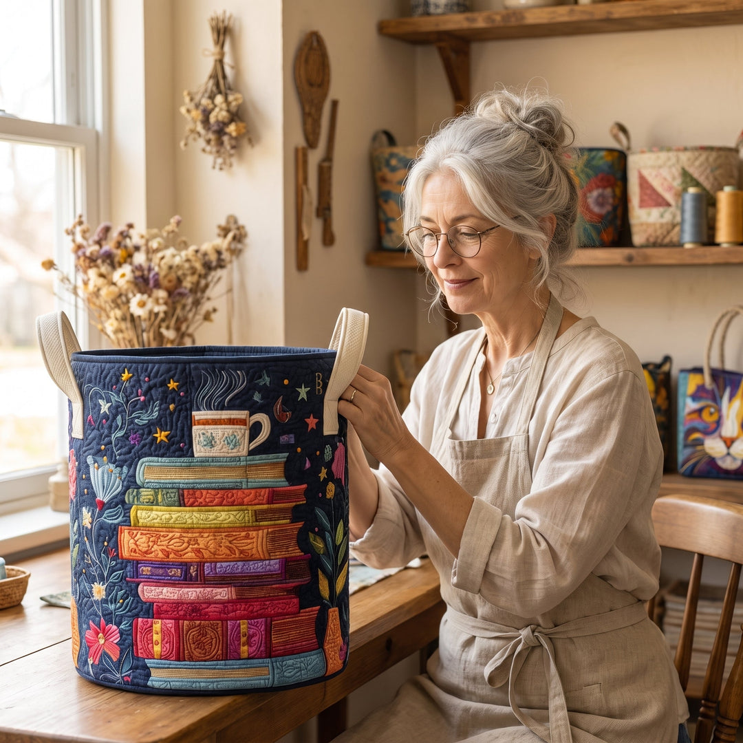 Dreamy Pages Quilted Laundry Basket 8