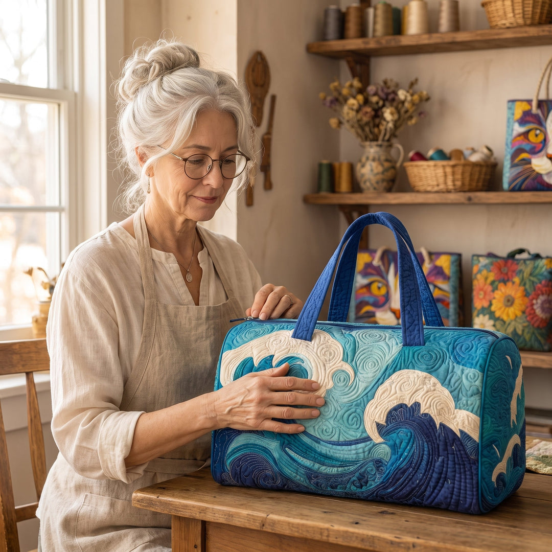 Rising Wave Quilted Duffle Bag 6