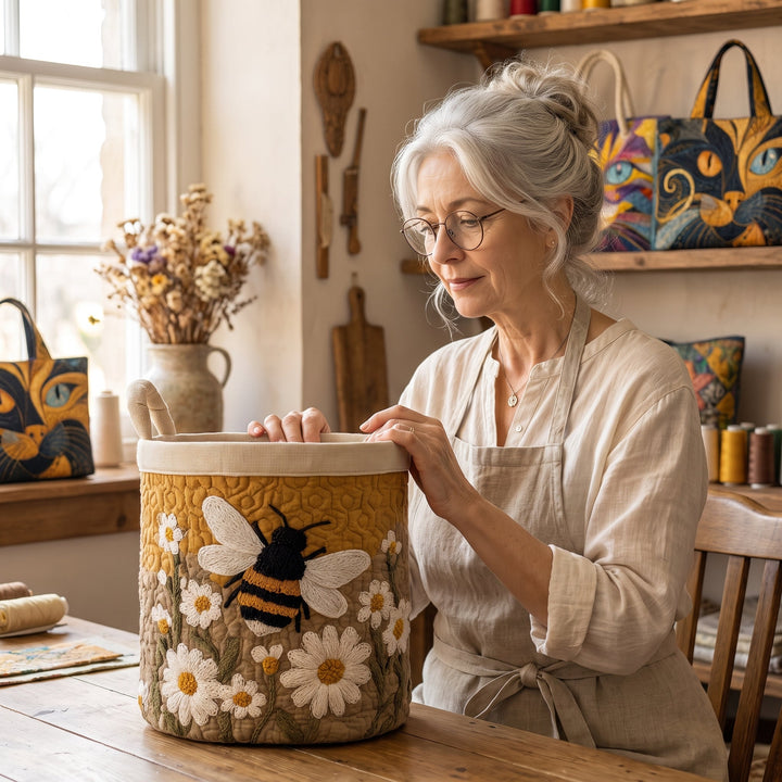 Daisy & Bee Quilted Laundry Basket 8