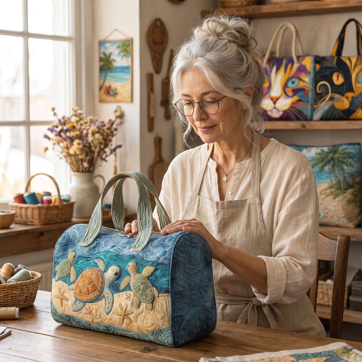 Turtly Cute Quilted Duffle Bag 6
