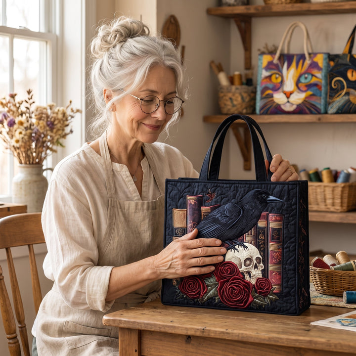 Mystic Raven Book Quilted Tote Bag 7