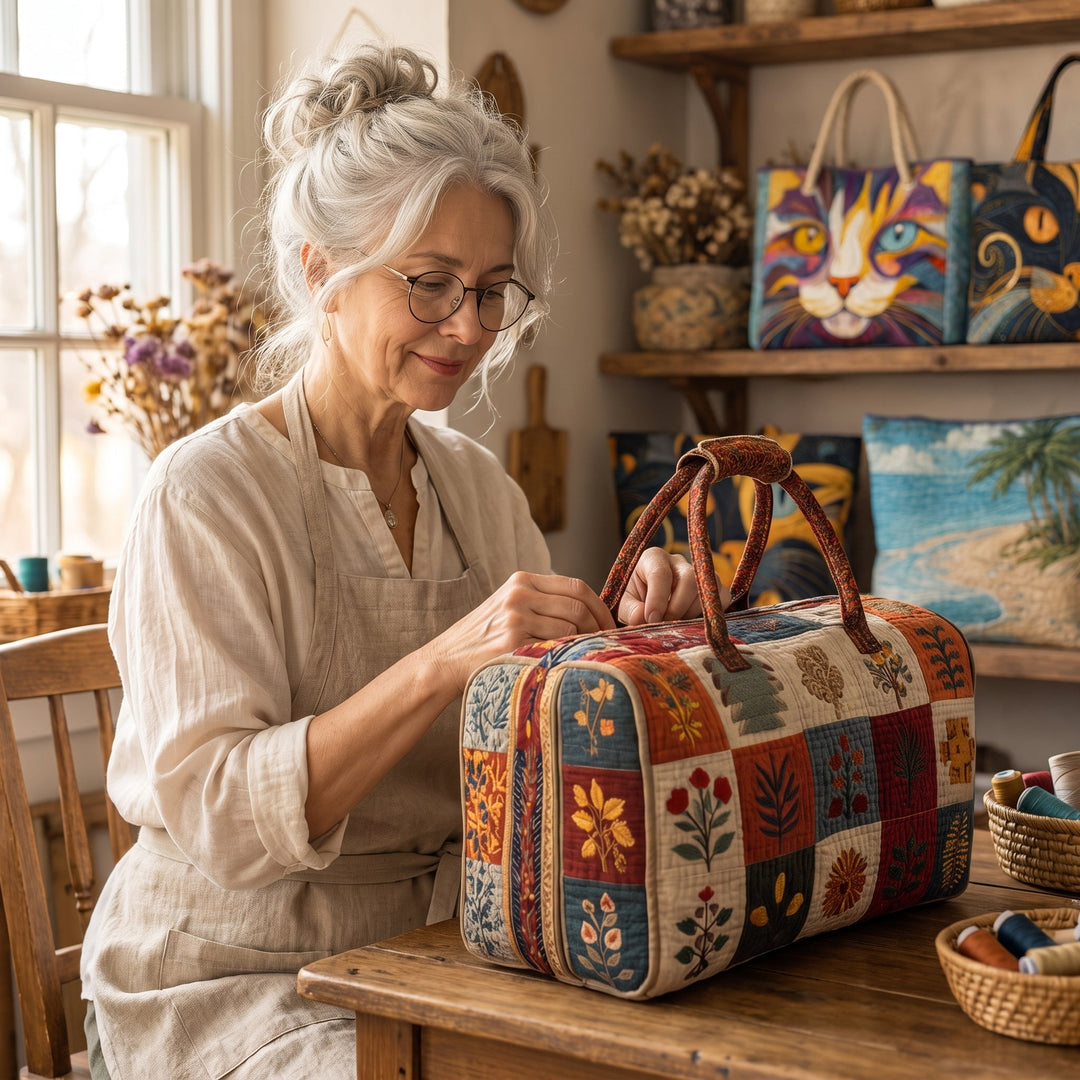 Petal Serenade Quilted Duffle Bag 6