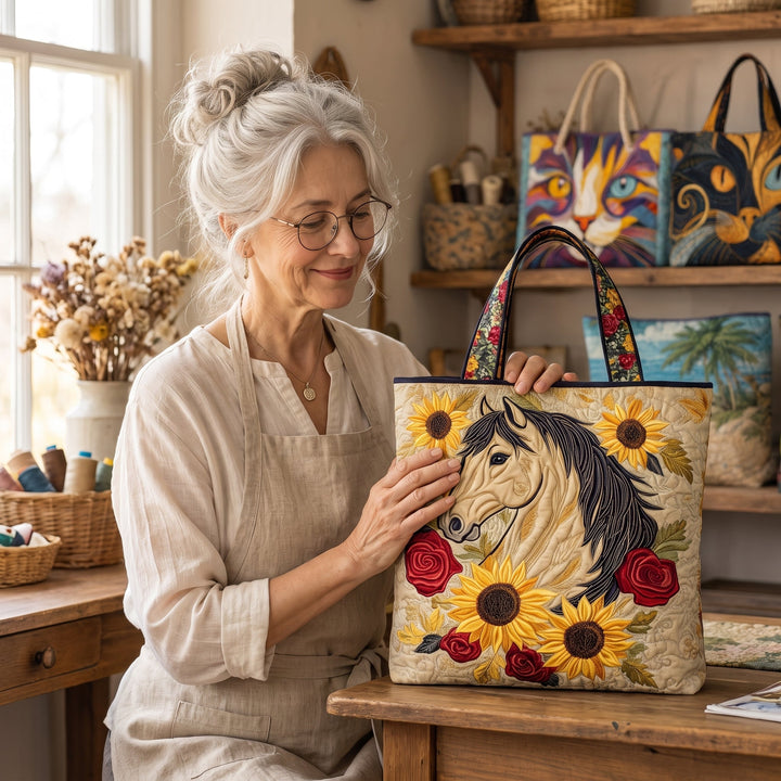 Wild Horse Quilted Tote Bag 7