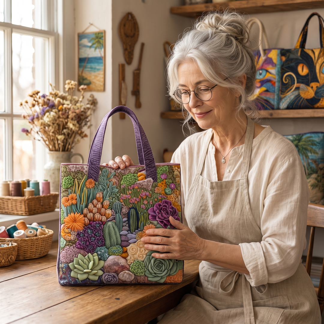 Artisanal Tote Bag - Succulent Garden 10