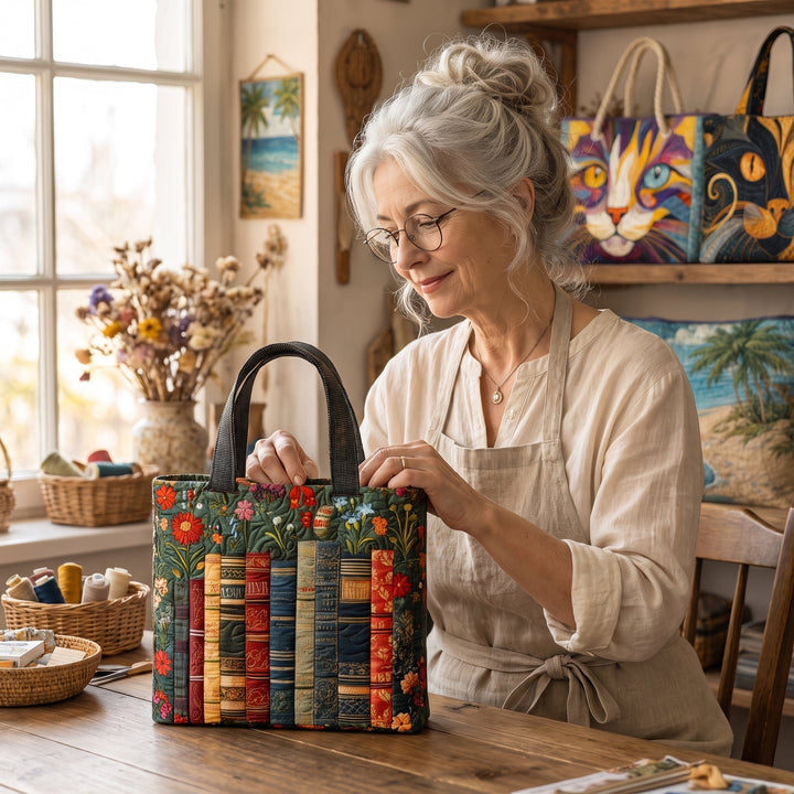 Love Books Quilted Tote Bag 7