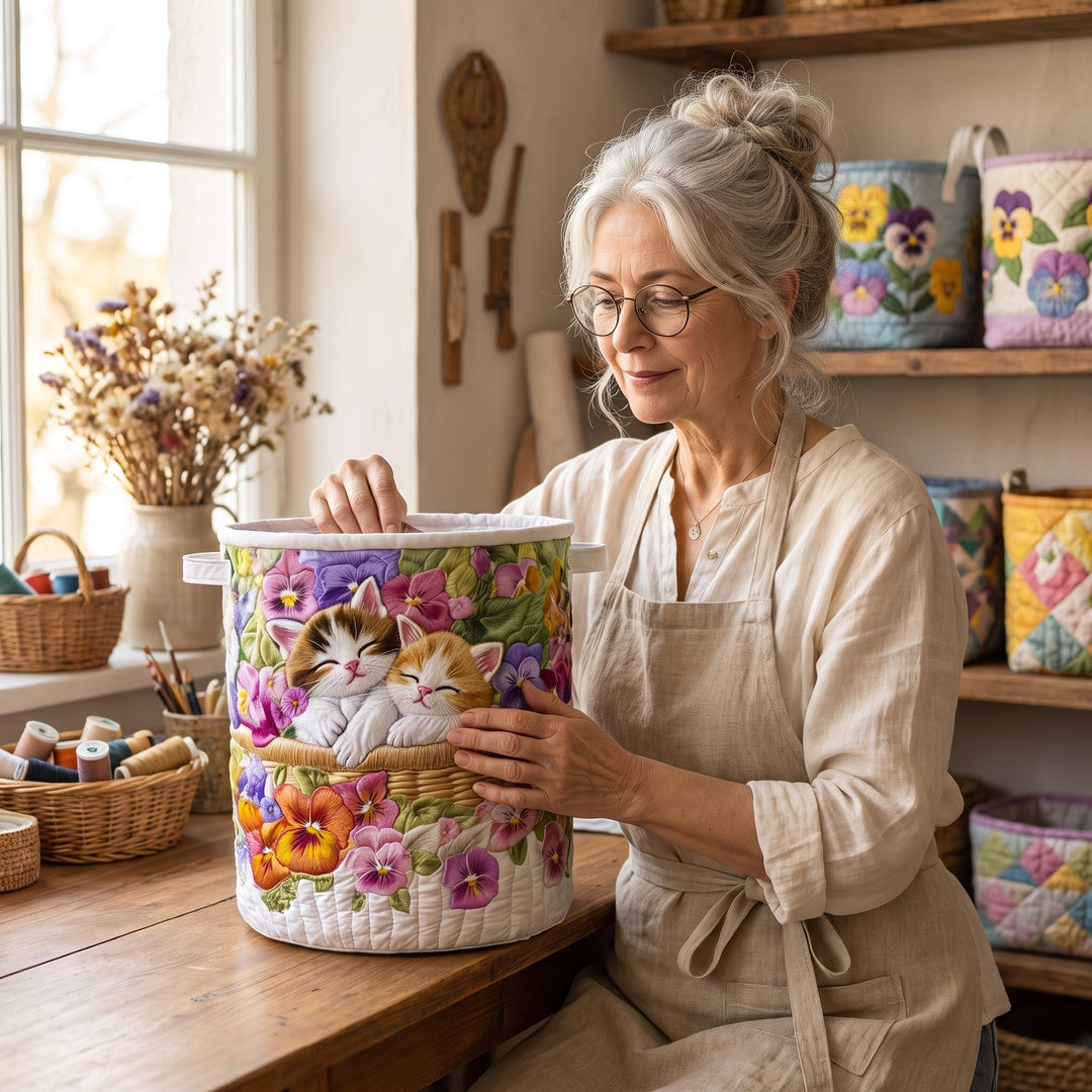 Feline Chaos Quilted Laundry Basket 8